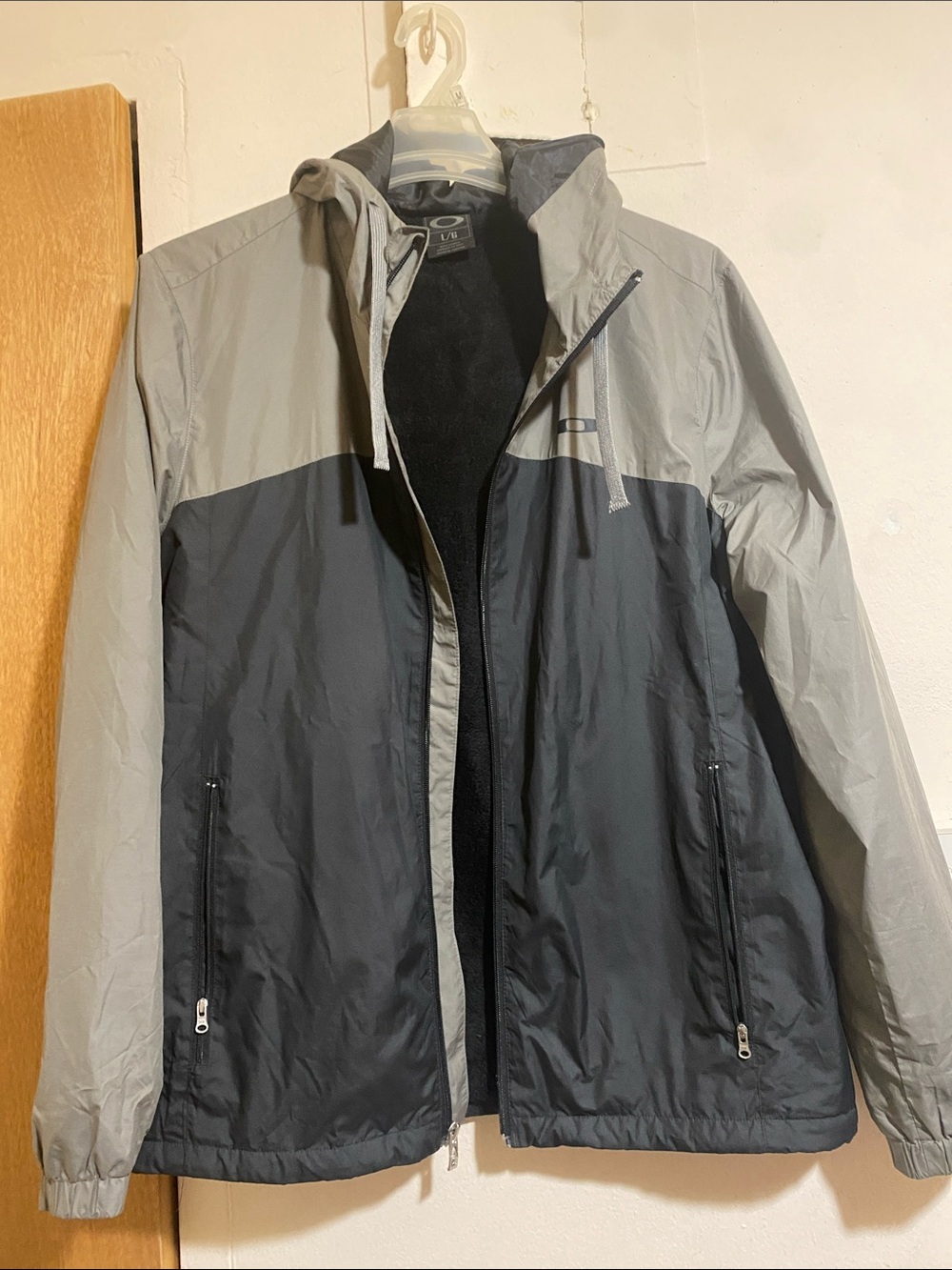 Oakley Gray and Black Colorblock Hooded Windbreaker Jacket Open to Offers!!